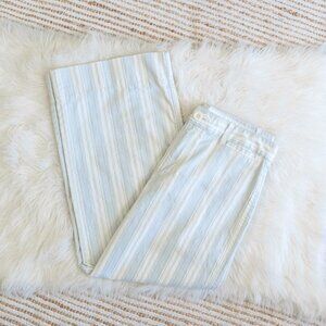 GAP Cropped Pants Sz 06R Blue White Stripe Cropped Wide Leg Stretch Coastal